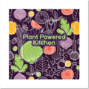 Plant Powered Kitchen Veggie Background Scandinavian Design Posters and Art